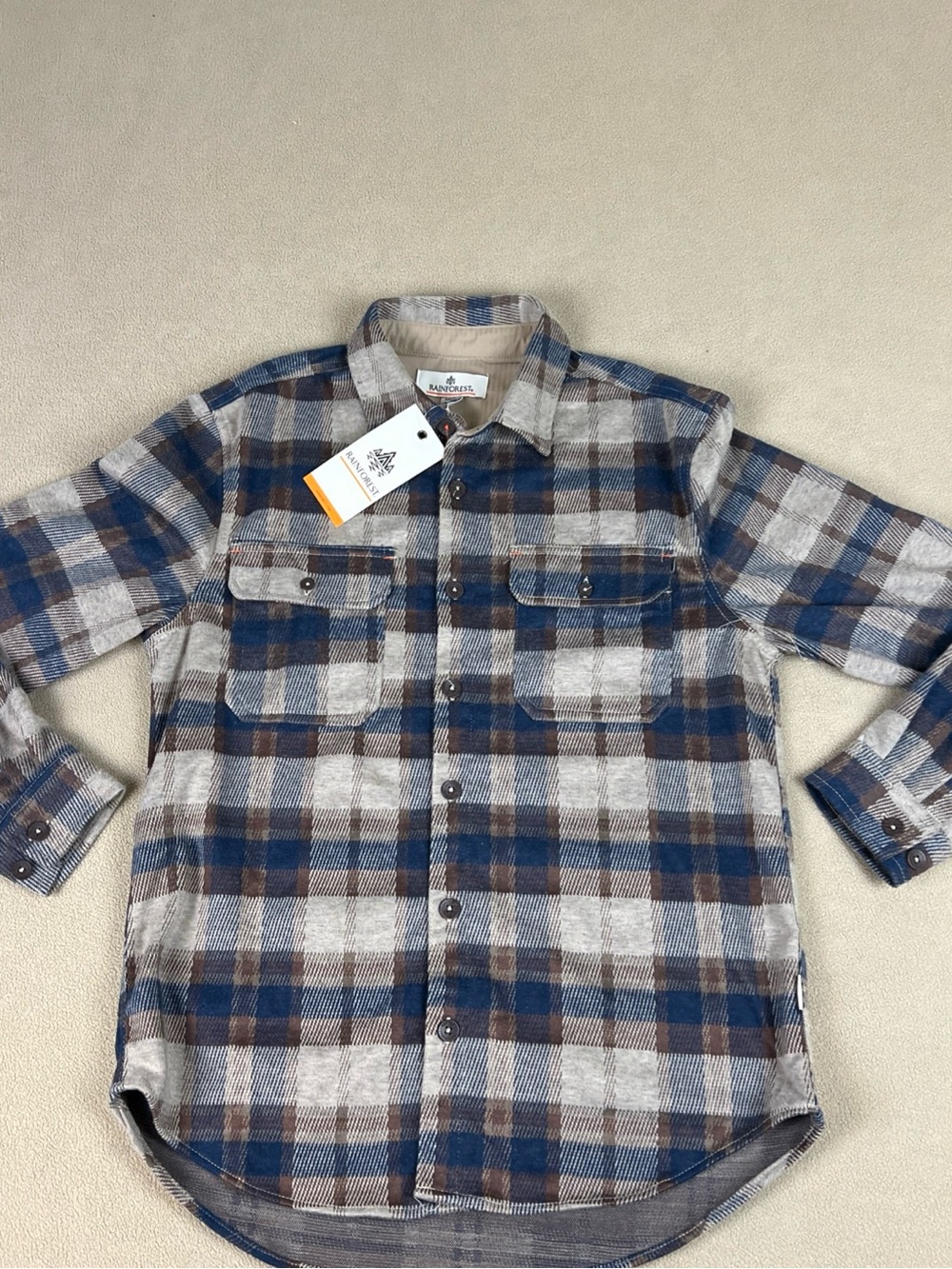 Rainforest Fahnestock Trail Stretch Knit Flannel Plaid Button Up Shirt. Sz S